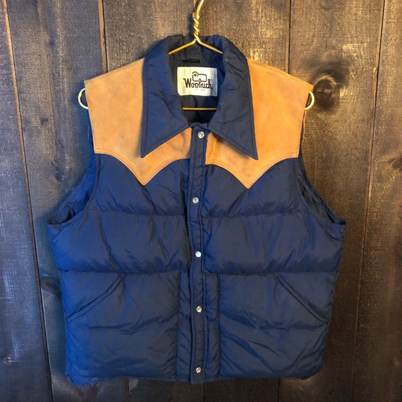 Puffer Vest Leather Yoke 